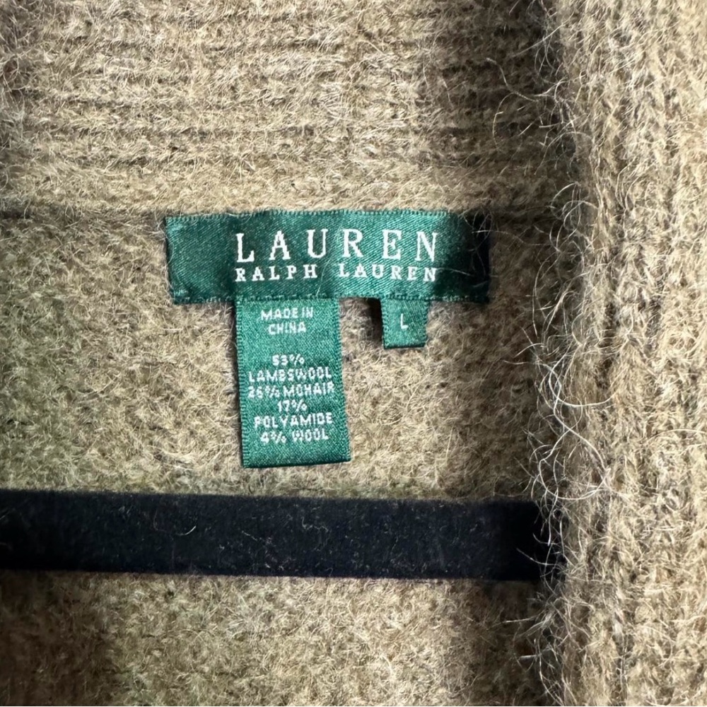 Ralph Lauren Brown Lambswool Sweater Vest Cardigan Large Dark Academia Old Money - Picture 8 of 8
